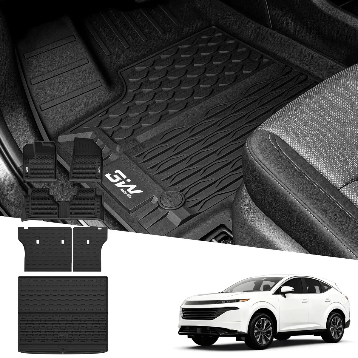 3W Nissan Murano 2025-2026 Custom Floor Mats/ Cargo Liner/ Seat Back Protector Thorex™ All-Weather Protection 2
