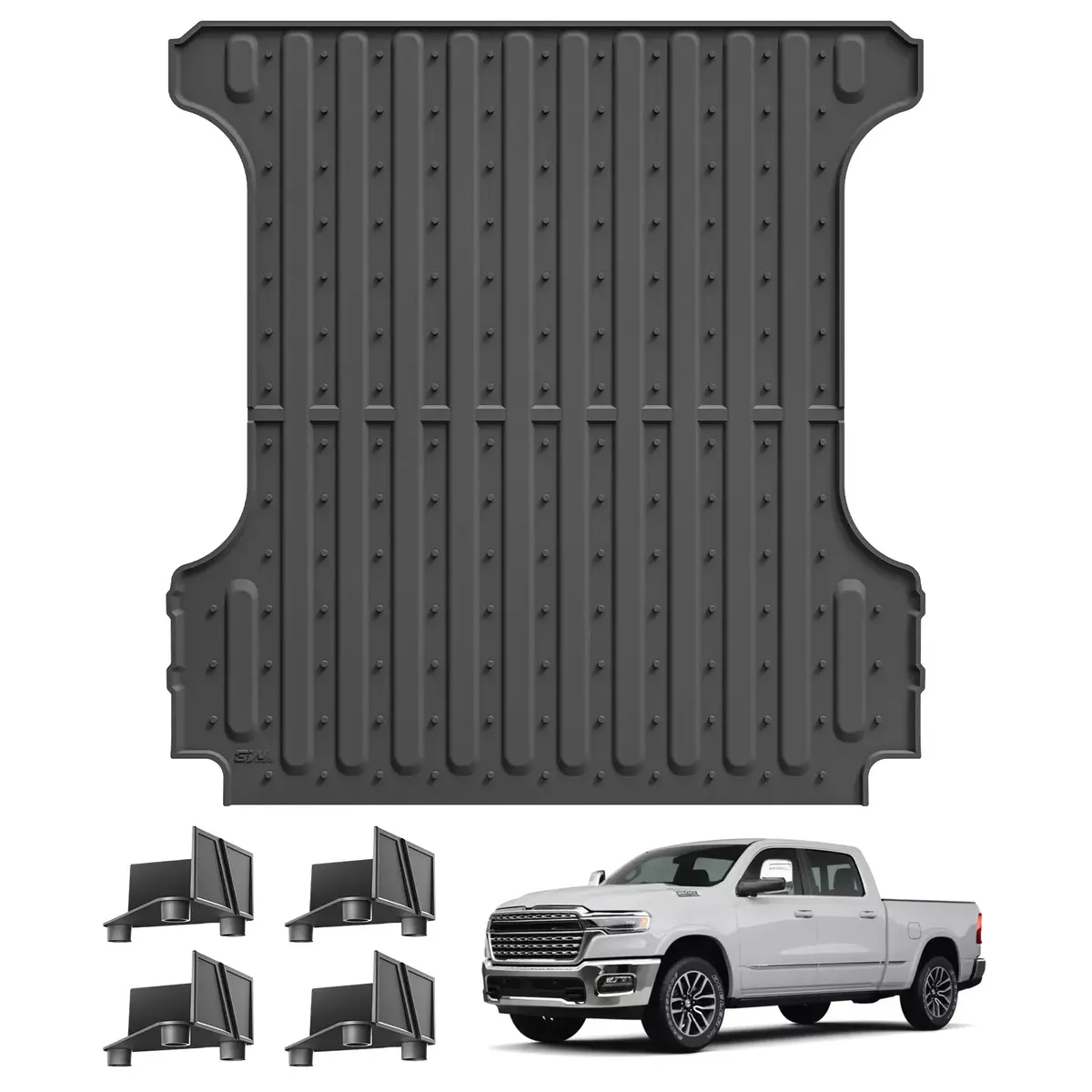 3W Ram 1500/ 1500 Rho 2019-2026 (Only Fit Without Rambox Model) Custom Truck Bed Mat 5.7Ft Thorex™ All-Weather Protection 1