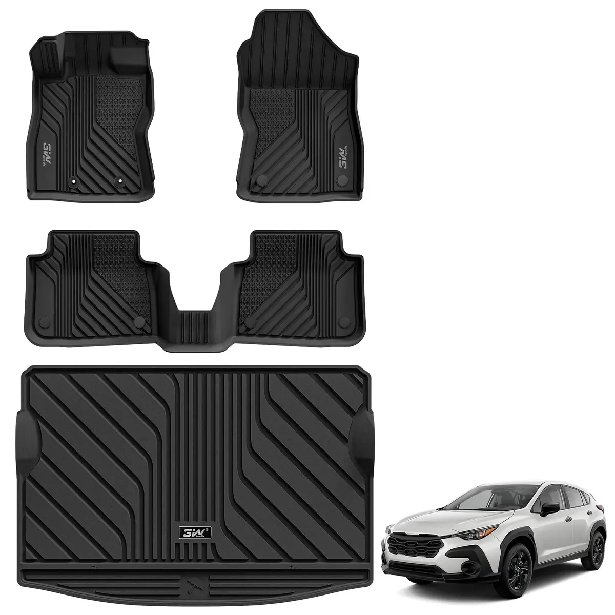 3W Floor Mats & Cargo Liner Fit For 2024-2026 Subaru Crosstrek / 2024-2026 Subaru Impreza (Not For Hybrid) Custom Floor Mats Thorex™ All-Weather Protection 1