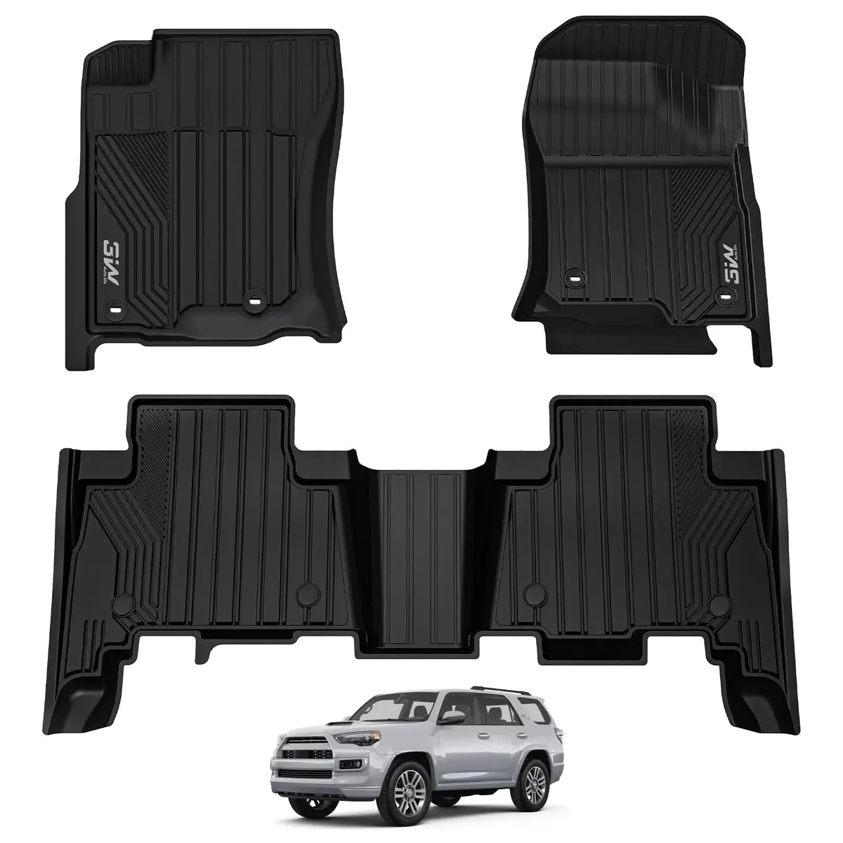 3W Toyota 4Runner 2013-2024 Custom Floor Mats Thorex™ All-Weather Protection (Only For 5 Seat) 1