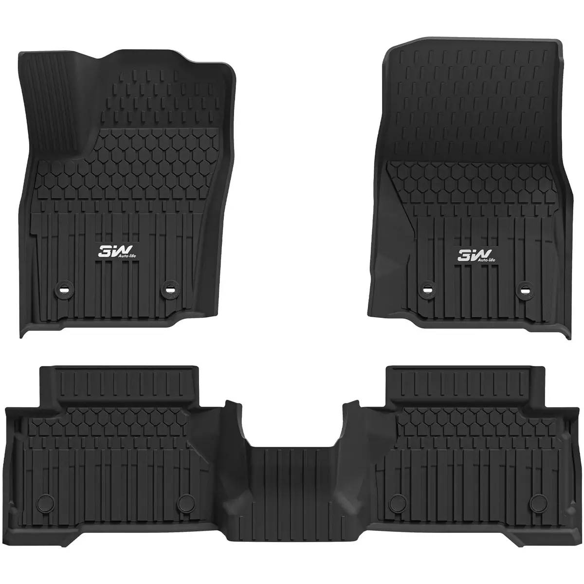 3W Custom Floor Mats Fit Toyota Tacoma Hybrid 2024-2026 Thorex™ All Weather Protection (Double Cab) 1