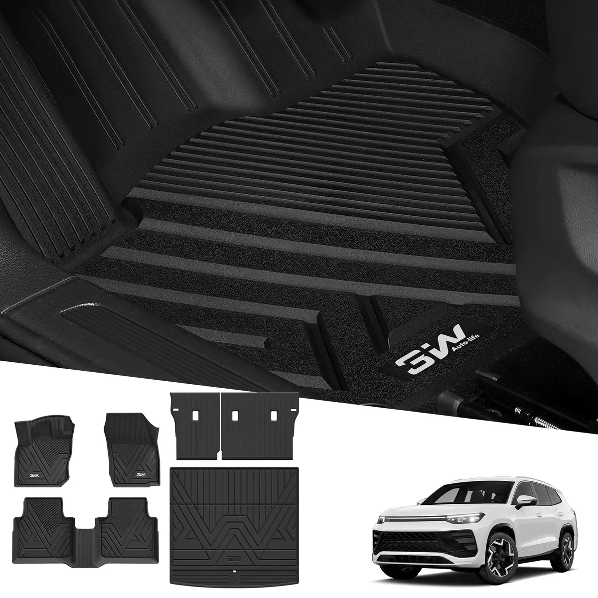 3W Volkswagen Tiguan 2025-2026 (Gas Model Only) Custom Floor Mats/Cargo Liner Thorex™ All-Weather Protection 2