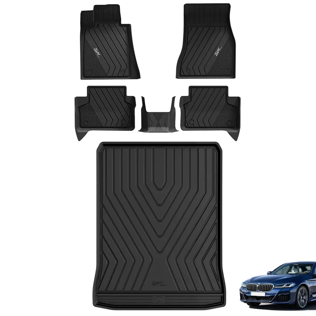 3W Bmw 5 Series 2017-2023 G30 Custom Floor Mats Cargo Liner Thorex™ All-Weather Protection 1