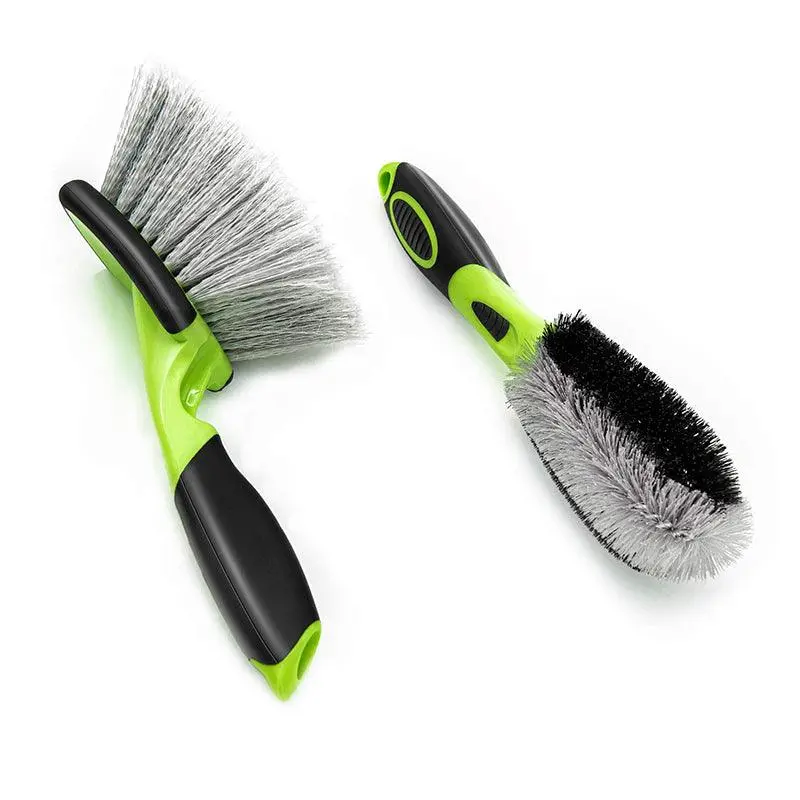 3W Car Wash Brush & Tire Rim Brush Set Kit Car Care Tire Rim Cleaner Bristles 1