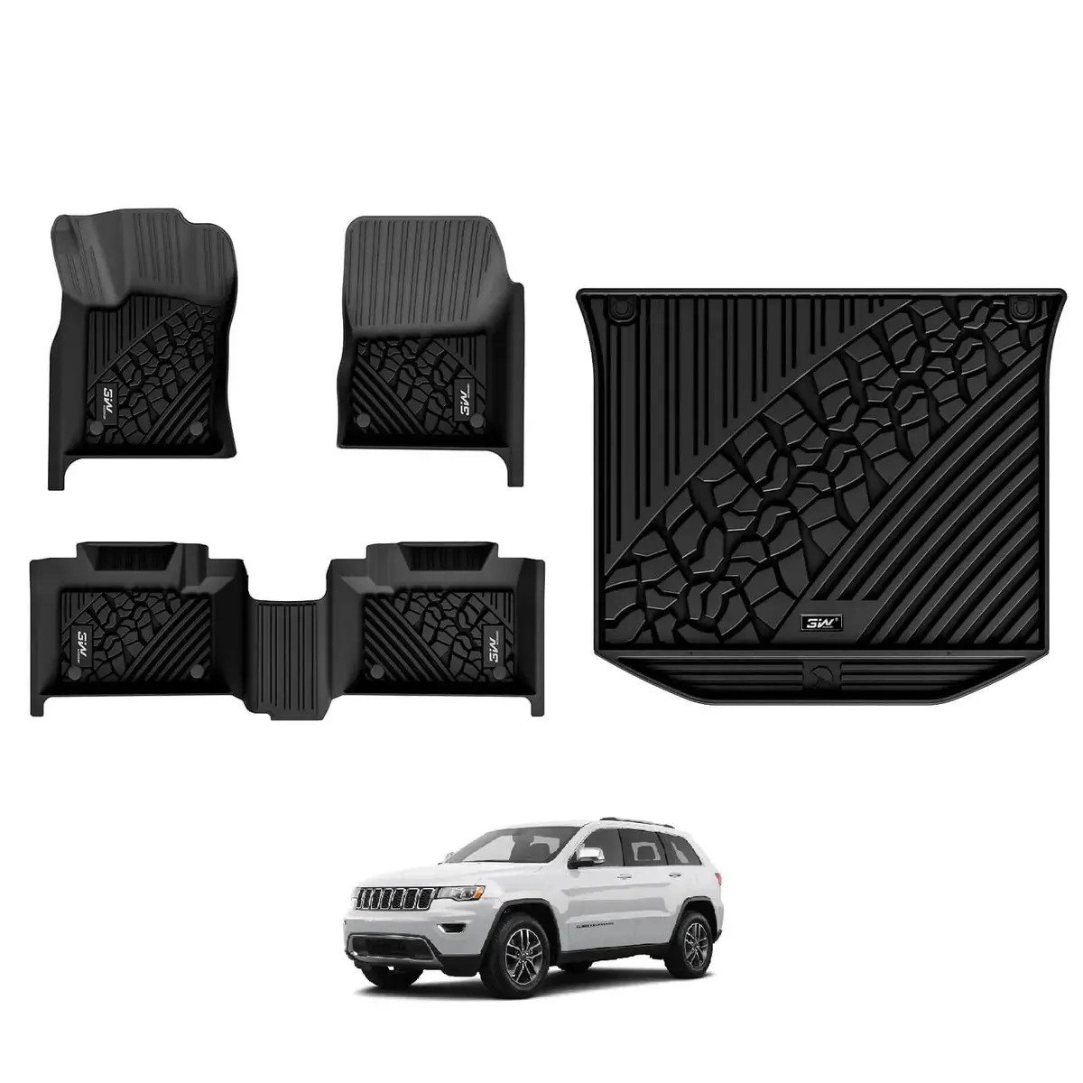 3W Custom Floor Mats Jeep Grand Cherokee 2016-2021 / Grand Cherokee Wk 2022 Thorex™ All-Weather Protection 1