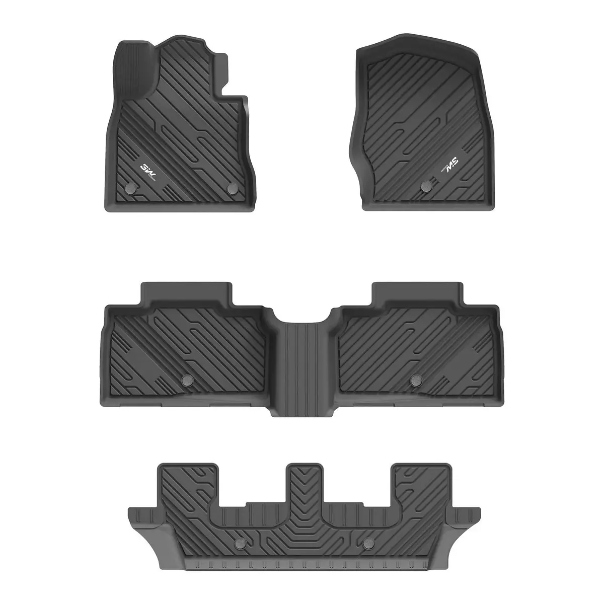 3W Ford Explorer 2020-2026 Floor Mats 7-Seat (Includes Hybrid) Thorex™ All-Weather Protection 1