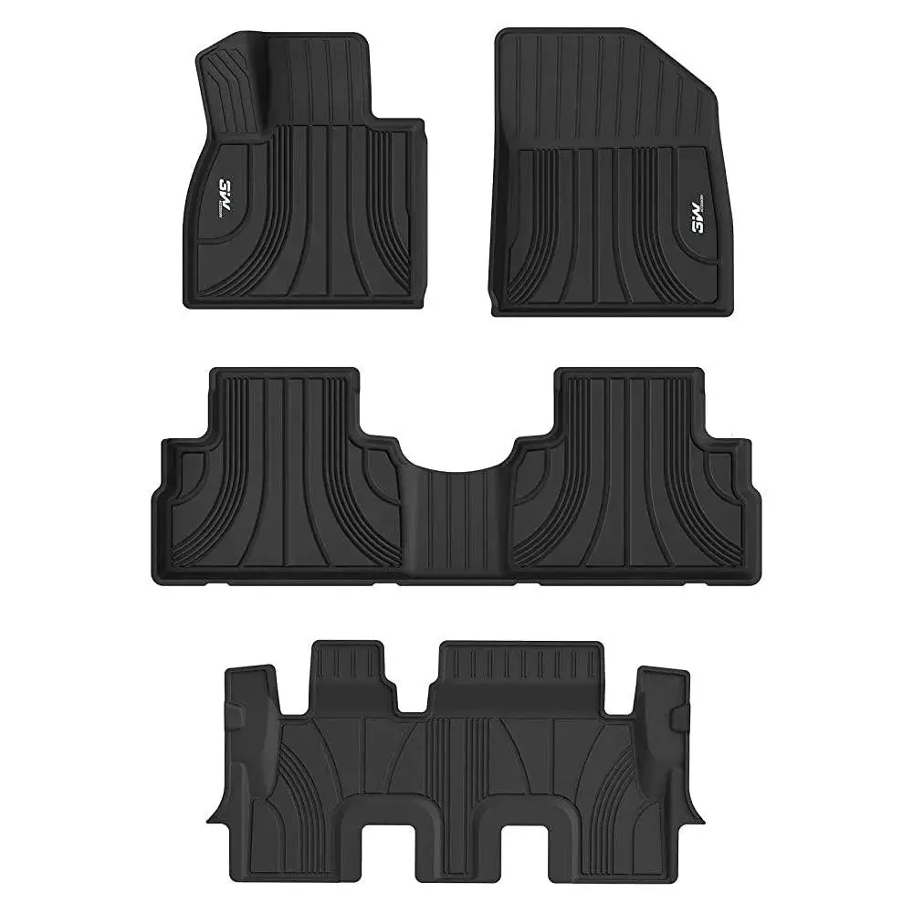 3W Hyundai Palisade 2020-2025 Custom 8 Seat (Only For Bench Seat) Floor Mats Thorex™ All-Weather Protection 1