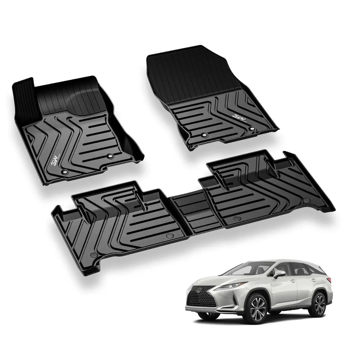 3W Lexus Rx 2016-2022 (Rx350/Rx450h) / 2018-2022 Rxl (Rx350l/450Hl) Custom Floor Mats Thorex™ All-Weather Protection 1