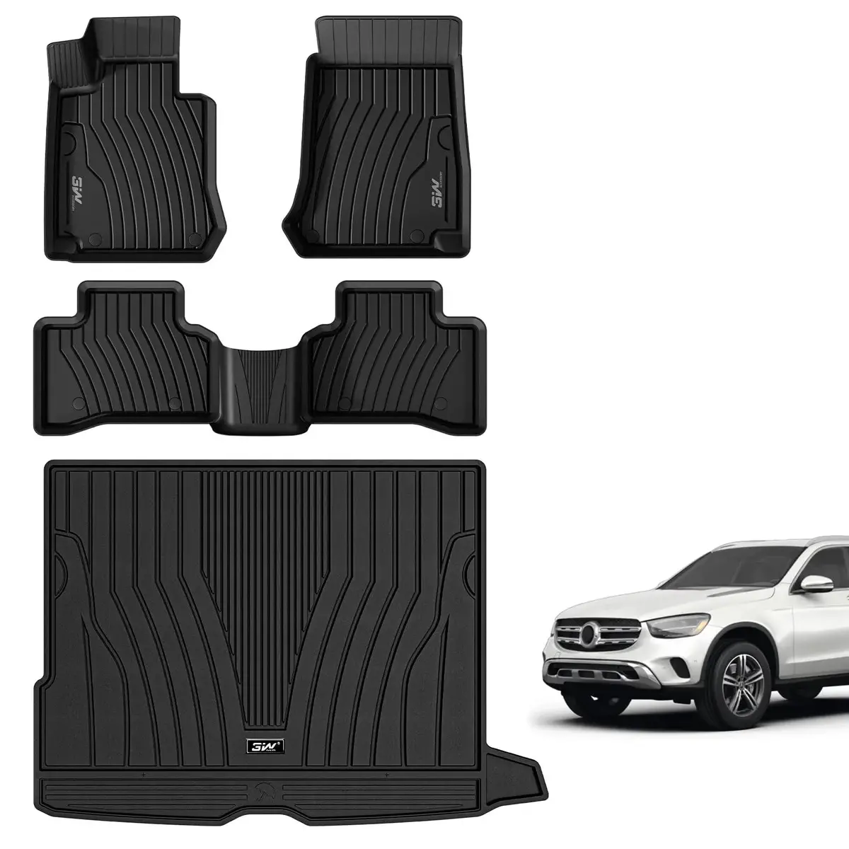 3W Mercedes-Benz Glc 2016-2022 Custom Floor Mats / Trunk Mat (Trunk Mat Not Fit Coupe Well) Thorex™ All-Weather Protection 2