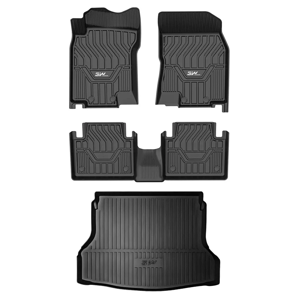 3W Nissan Rogue 2014-2020 Custom Floor Mats Cargo Liner Thorex™ All-Weather Protection 1