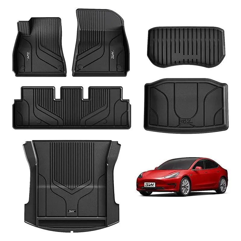 3W Tesla Model 3 2021-2023 Custom Floor Mats / Trunk Mats Thorex™ All-Weather Protection 1