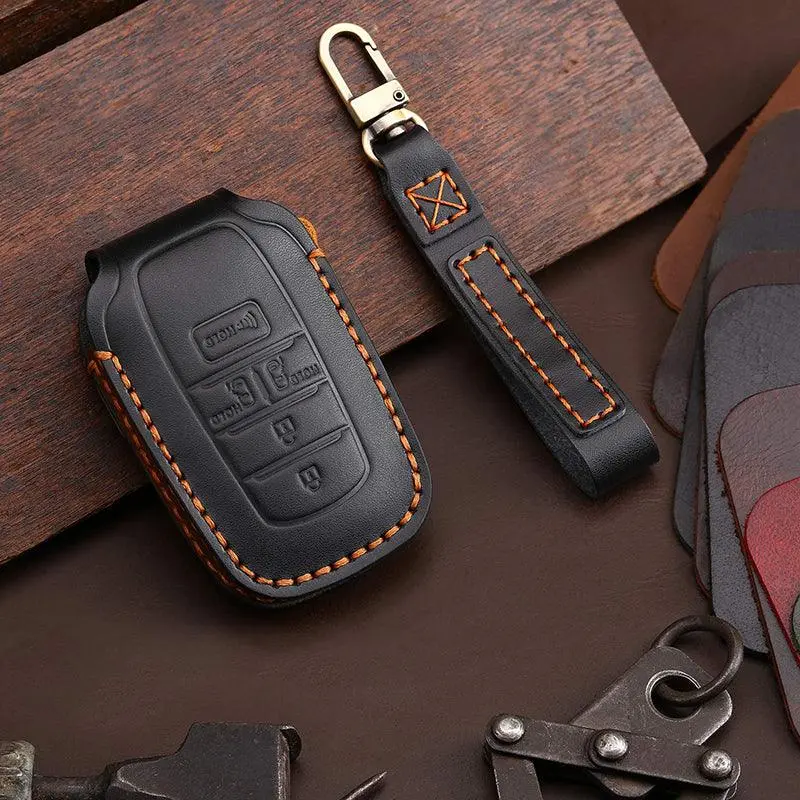 3W Toyota Sienna 2021-2024 4Th Key Fob Cover Case Genuine Leather With Keychain 1