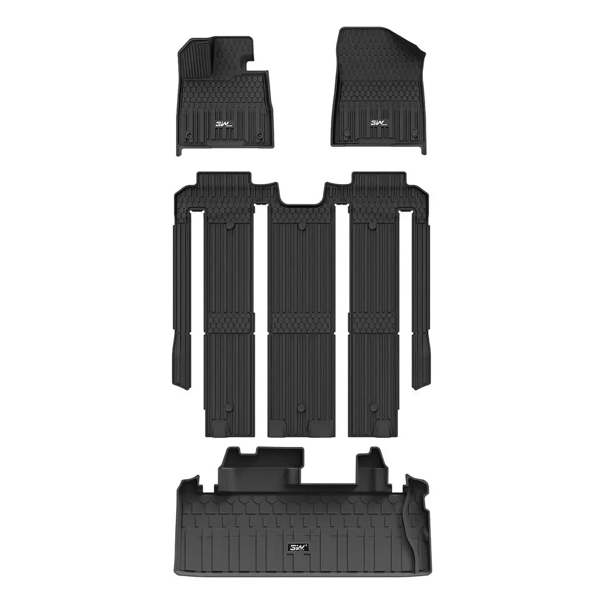 3W Toyota Sienna 7 Seat 2021-2026 Custom Floor Mats / Trunk Mat Thorex™ All-Weather Protection(Not Fit 2025 Platinum Edition) 1