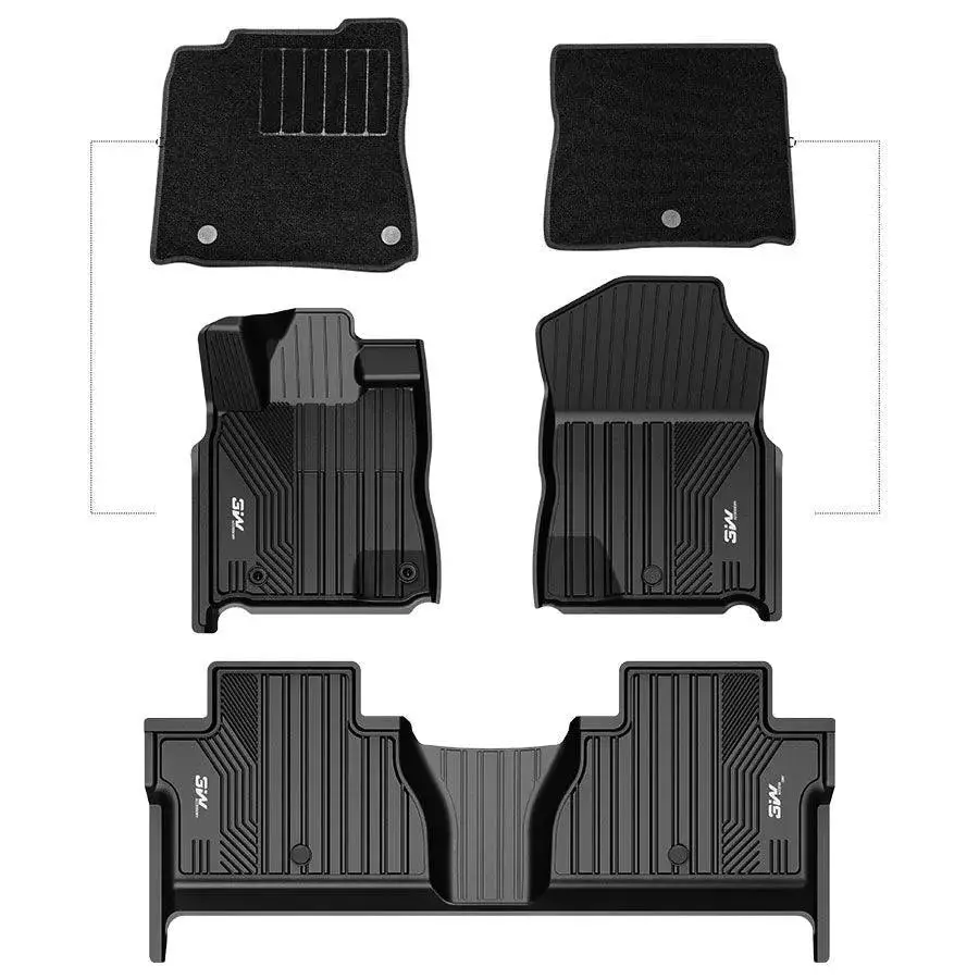 3W Toyota Tundra 2014-2021 (Only For Crewmax Cab) Custom Floor Mats With Double Layer Carpet Thorex™ All-Weather Protection 1