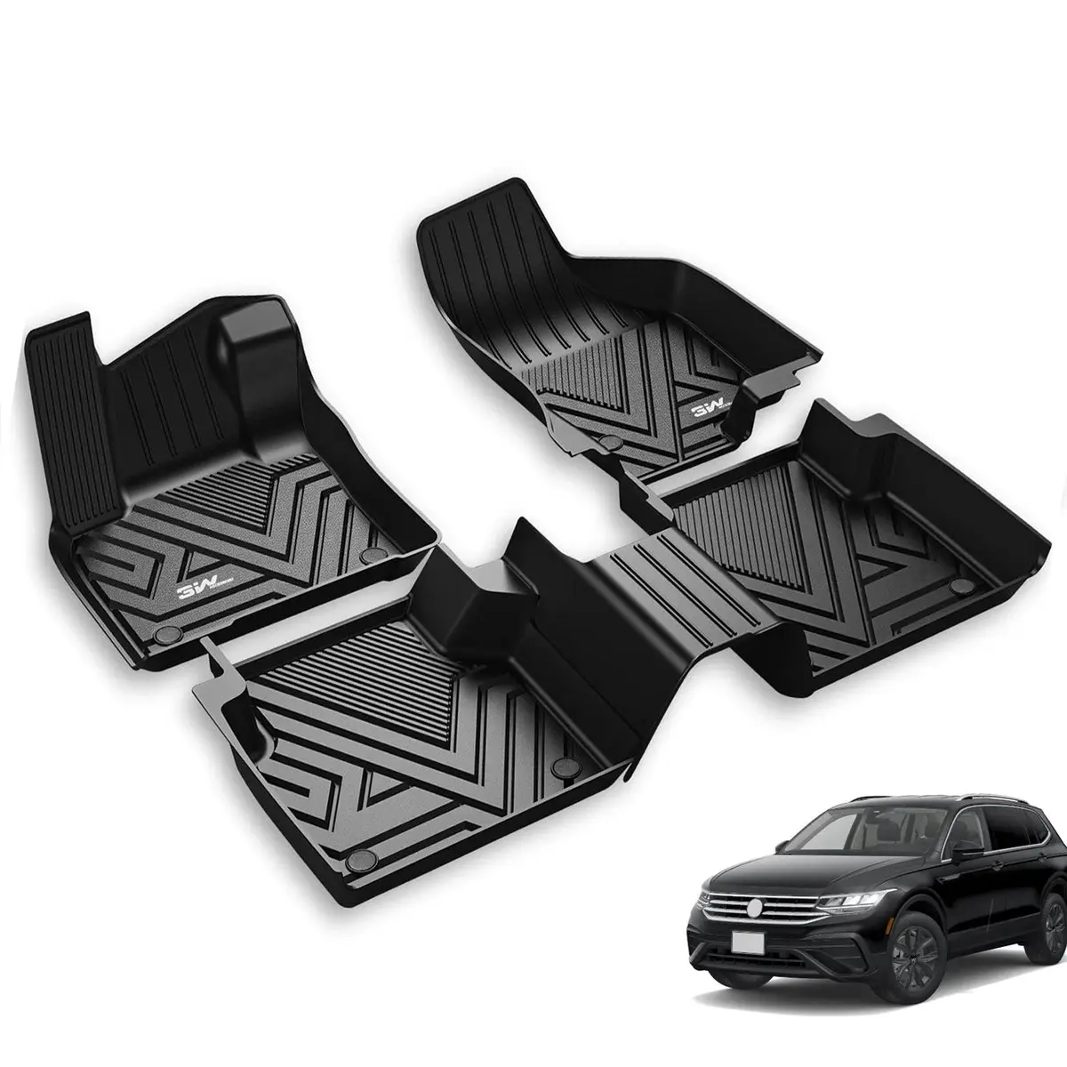 3W Volkswagen Tiguan 5 Seat Only 2018-2024 Custom Floor Mats Thorex™ All-Weather Protection 1