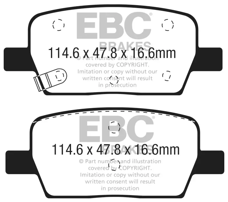 Ebc 2016+ Cadillac Ct6 2.0L Turbo Ultimax2 Rear Brake Pads 1