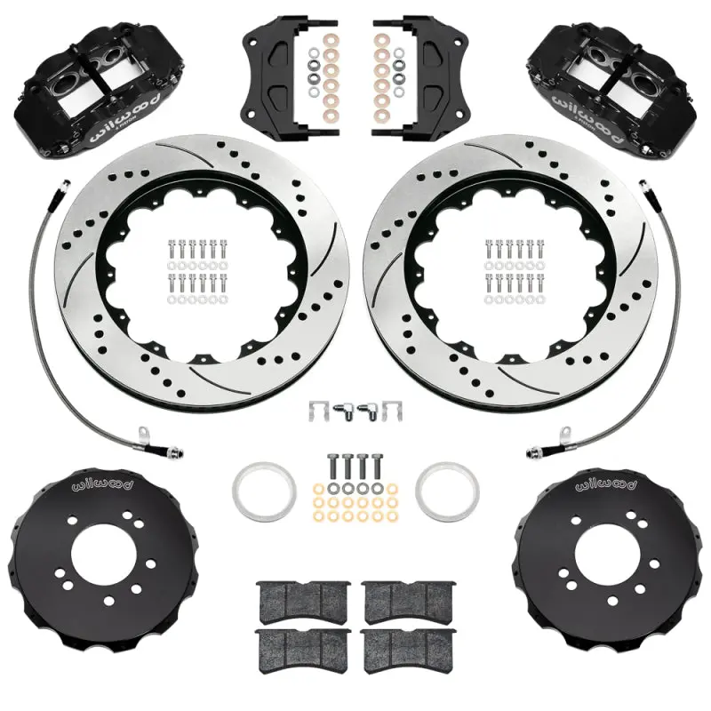 Wilwood 99-02 Nissan Skyline Superlite 6R Front Bbk W/ 14.00In D/S Rotors & Flexlines - Black 1