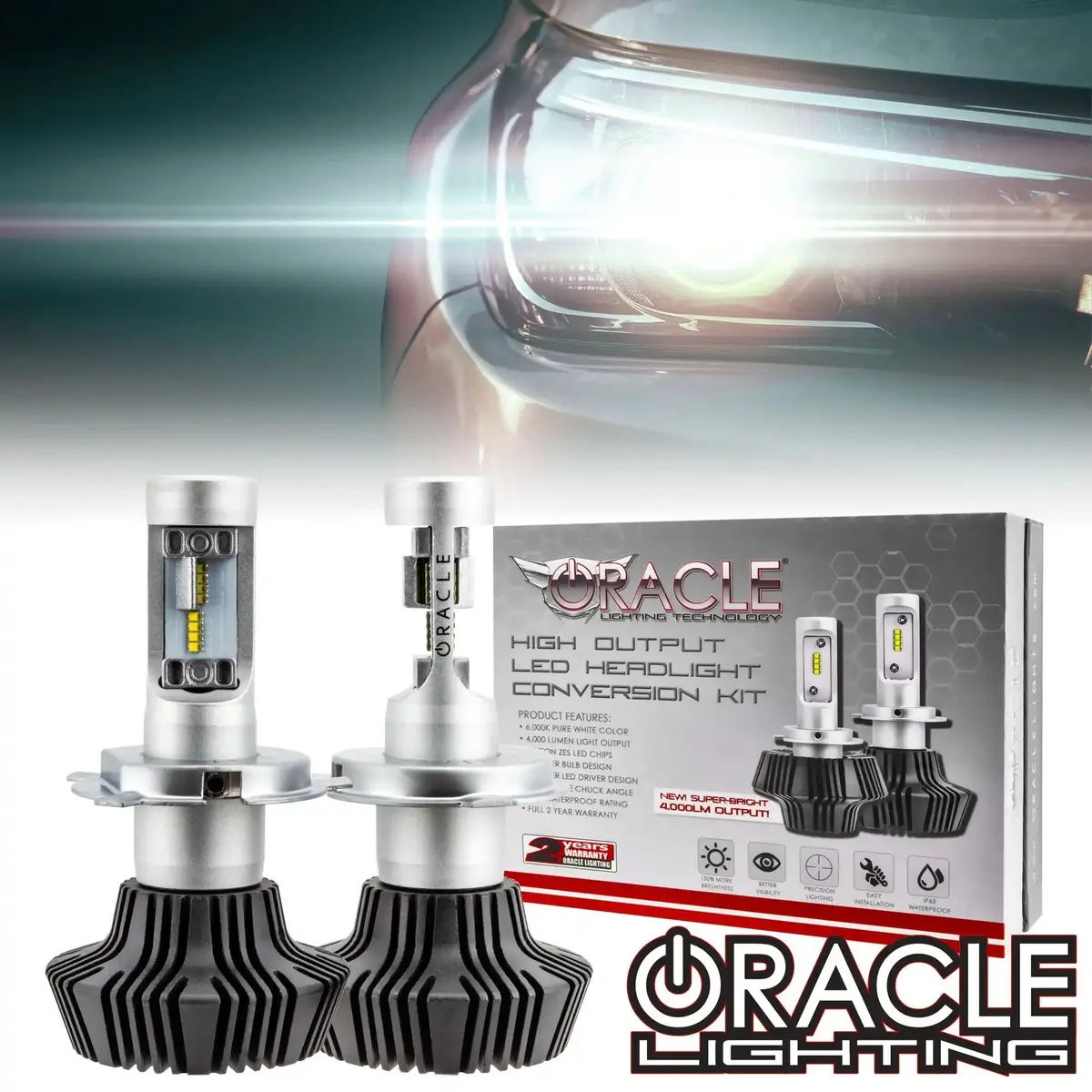 Oracle Lighting H4 - 4,000+ Lumen Led Light Bulb Conversion Kit High/Low Beam (Projector) 1