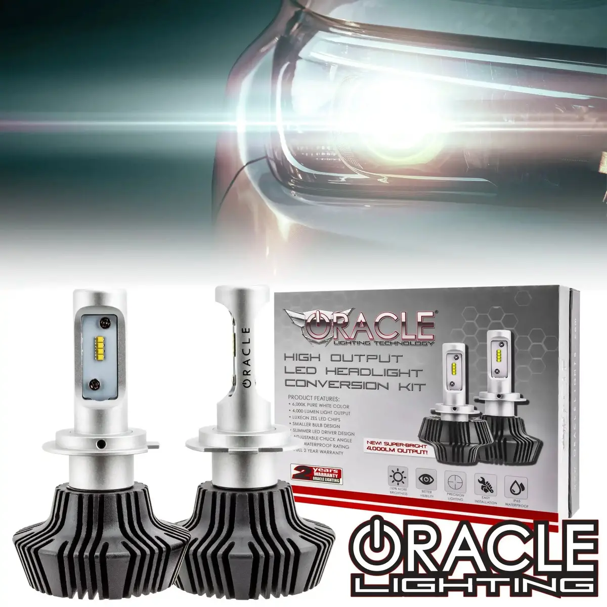 Oracle Lighting H7 - 4,000+ Lumen Led Light Bulb Conversion Kit High/Low Beam (Projector) 1
