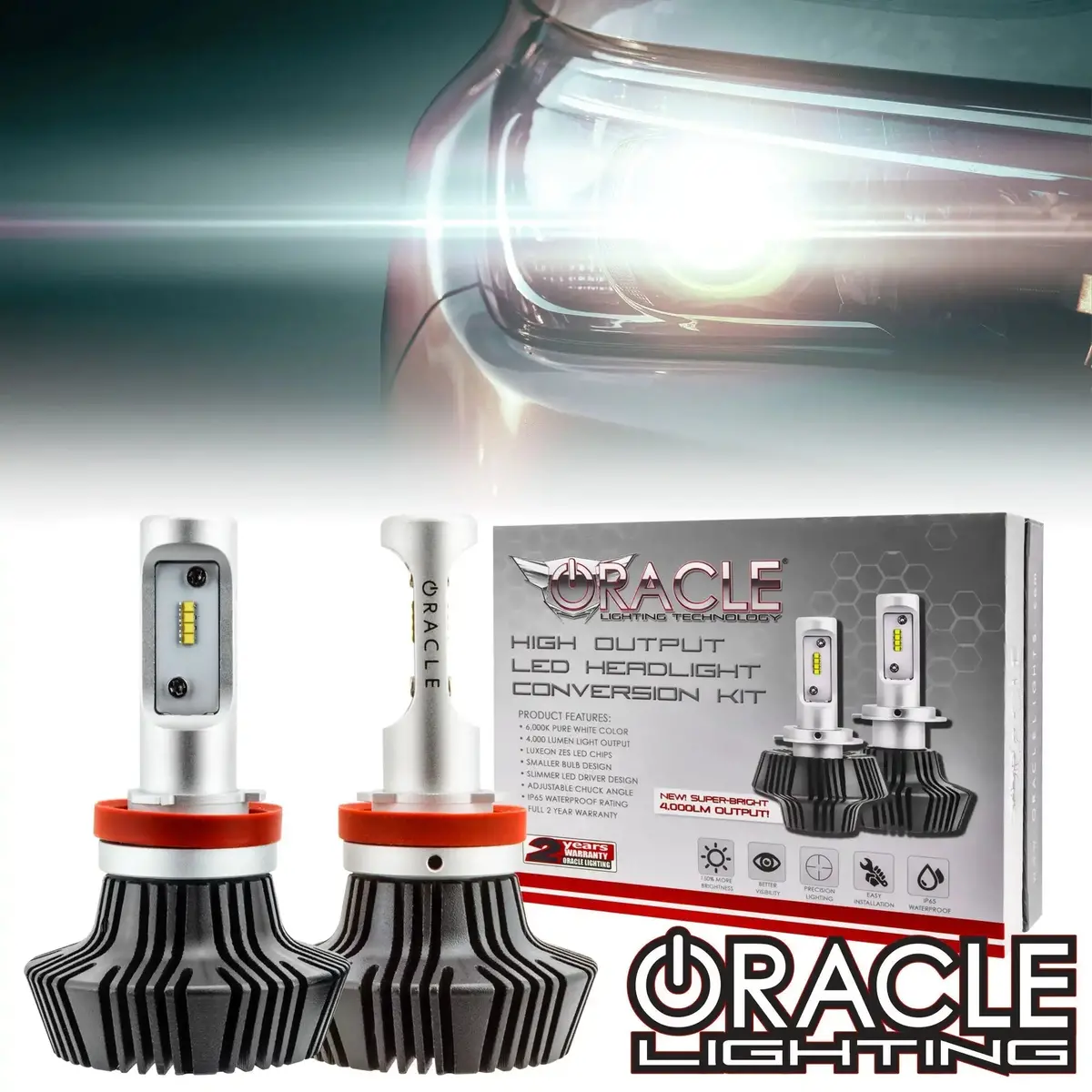 Oracle Lighting H11 - 4,000+ Lumen Led Light Bulb Conversion Kit High/Low Beam (Projector) 1