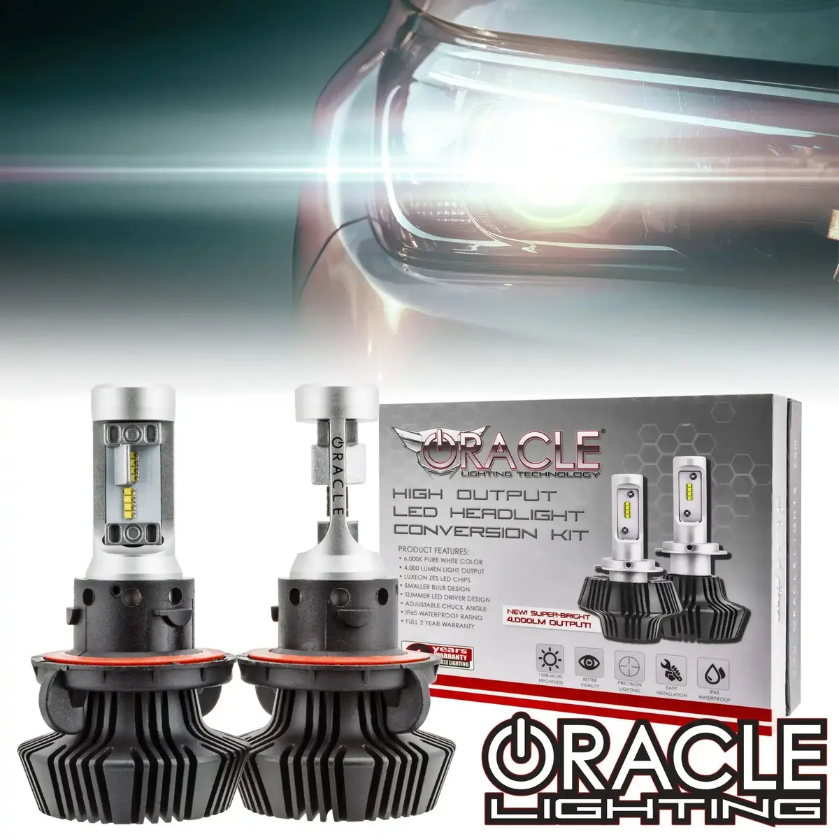 Oracle Lighting H13 - 4,000+ Lumen Led Light Bulb Conversion Kit High/Low Beam (Non-Projector) 1