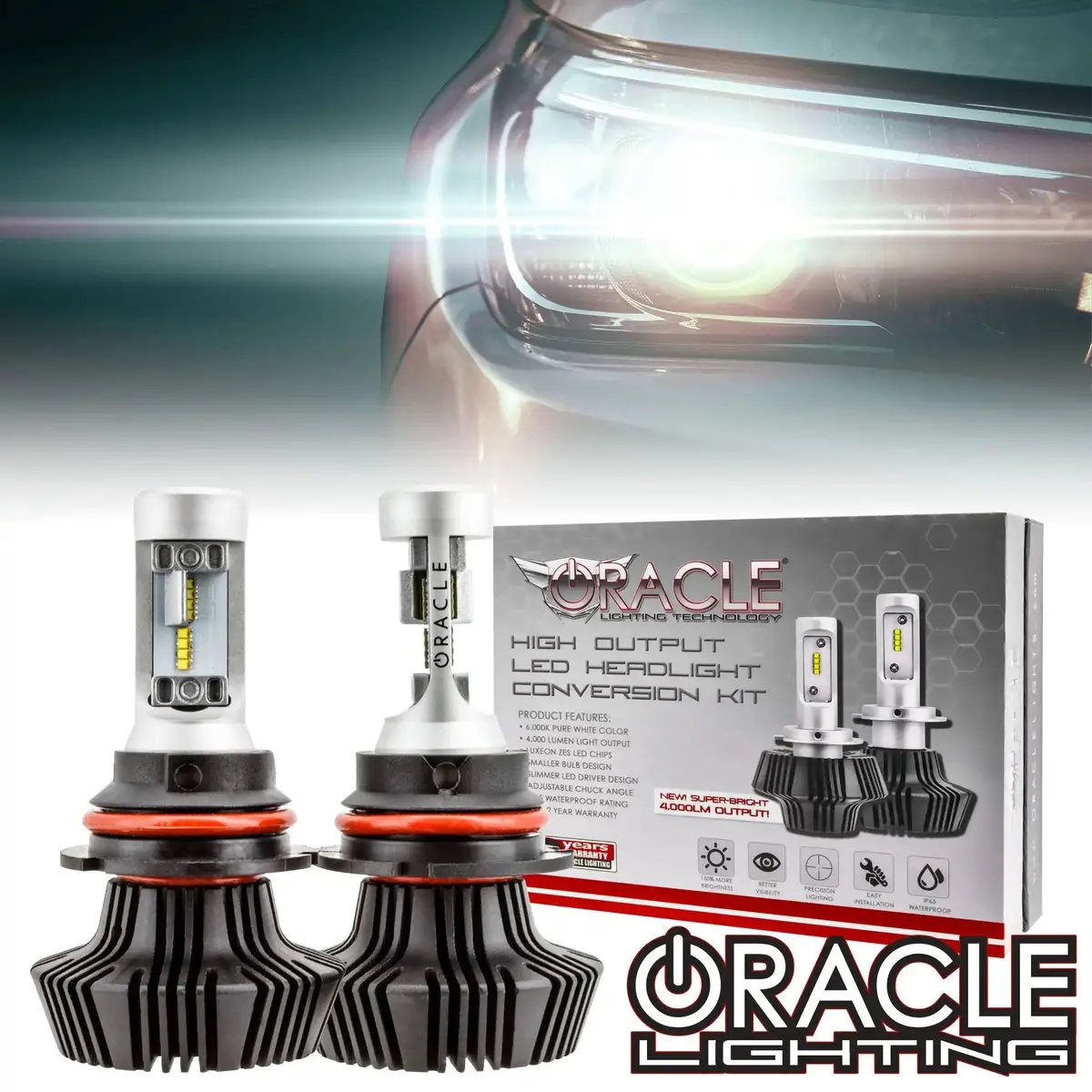 Oracle Lighting 9004 - 4,000+ Lumen Led Light Bulb Conversion Kit High/Low Beam (Projector) 1