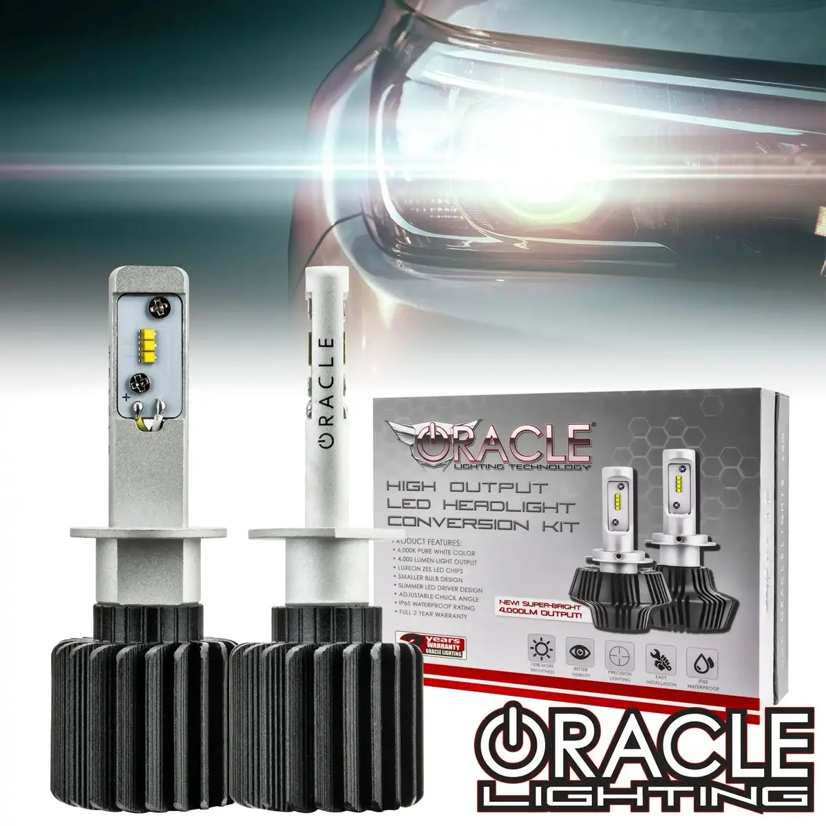 Oracle Lighting H1 - 4,000+ Lumen Led Light Bulb Conversion Kit High/Low Beam (Projector) 1