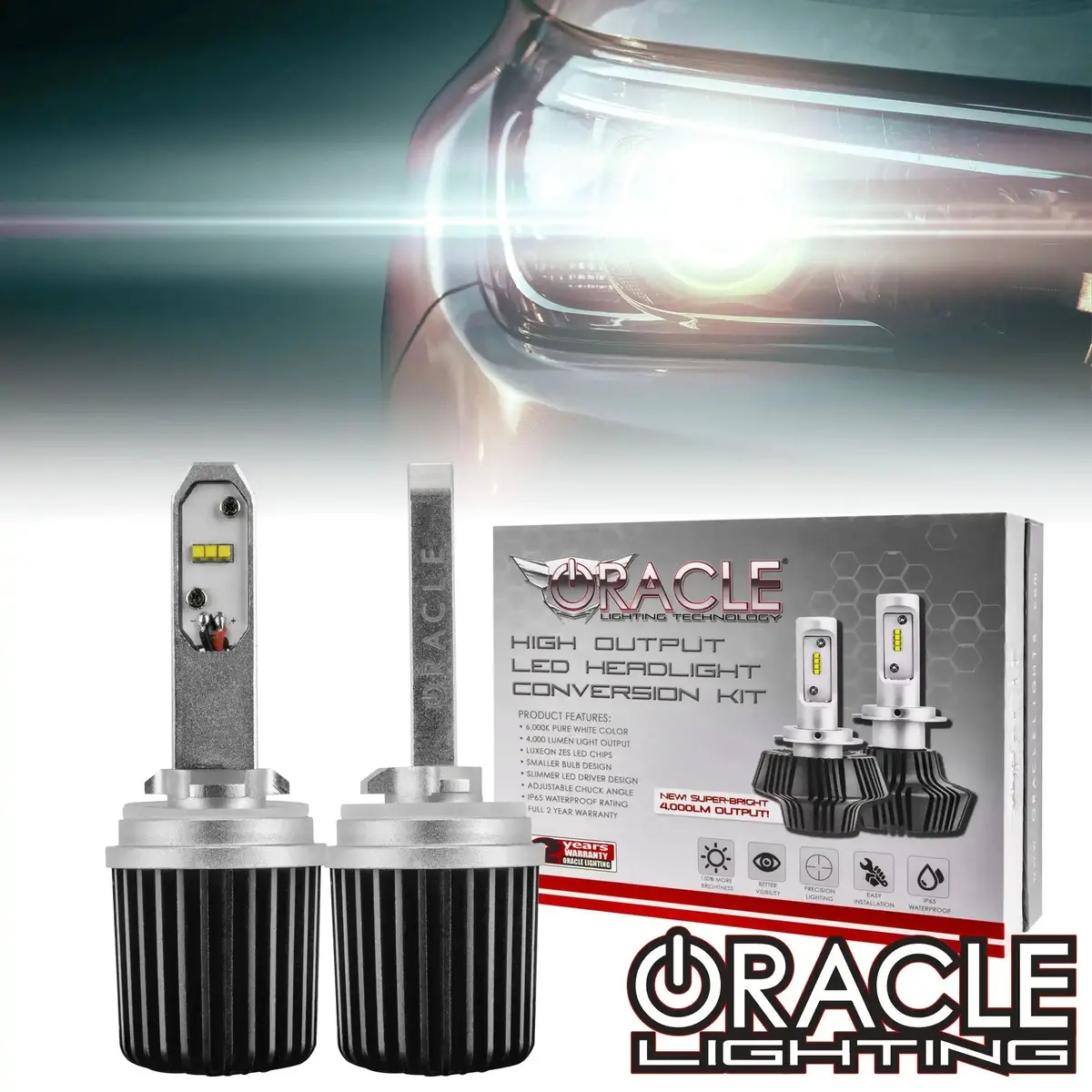 Oracle Lighting 880/881/H27 - 4,000+ Lumen Led Light Bulb Conversion Kit (Low Beam) 1
