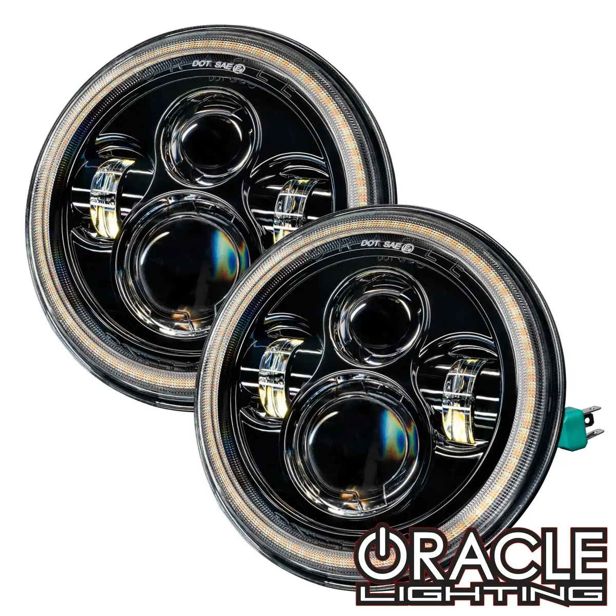 2007-2018 Jeep Wrangler Jk Switchback Led Halo Headlights- Drl And Turn Signal 1