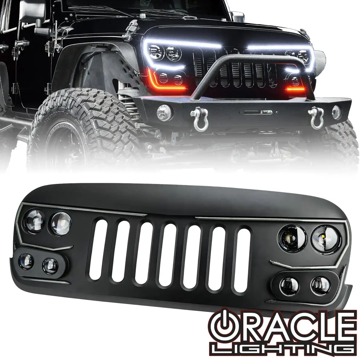 2007-2017 Jeep Wrangler Jk Vector Pro Series Ii Full Led Grill - Integrated Headlights & Drl 1