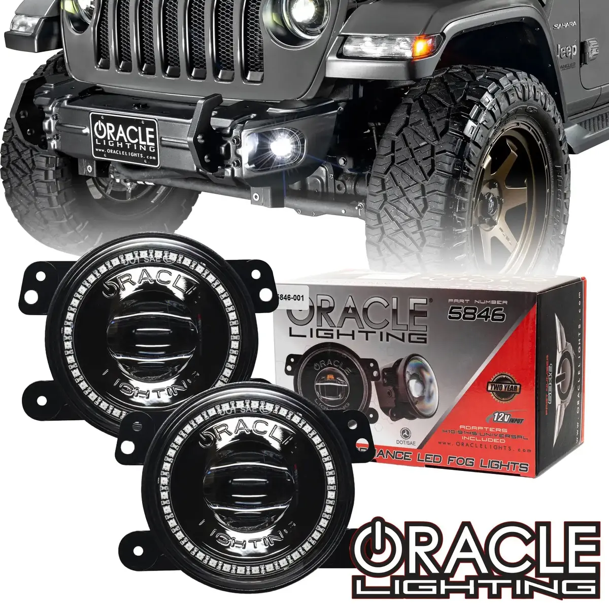 Oracle Lighting Jeep Wrangler Jk/Jl & Gladiator Jt High Performance 20W Led Fog Lights - Dynamic Colorshift 1