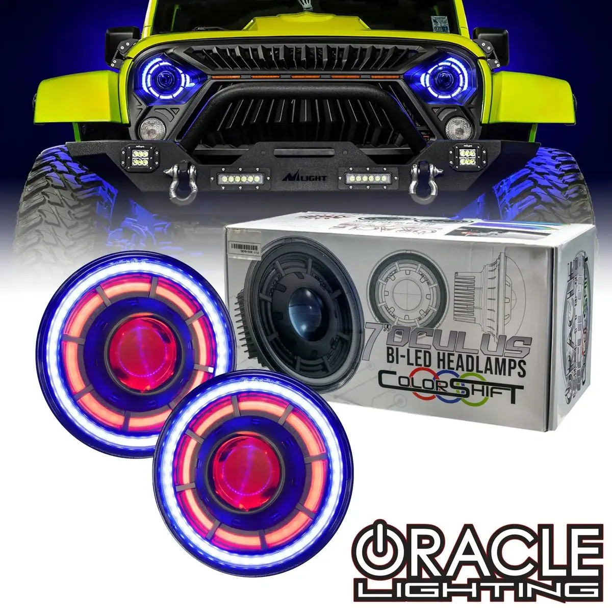 Oracle Lighting Oculus™ 7" Colorshift Bi-Led Projector Headlights For Jeep Wrangler Jk 1