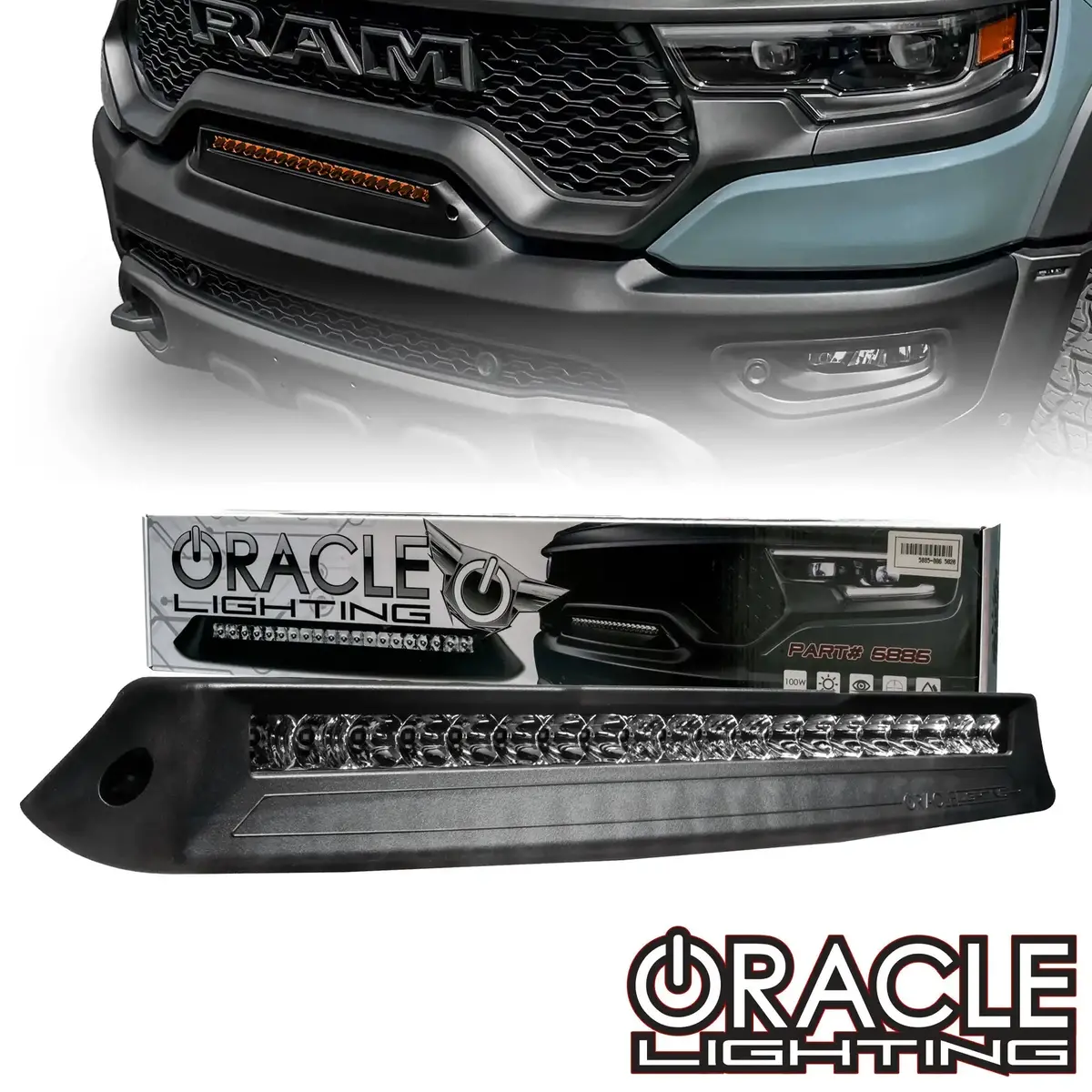2019-2025 Ram Rebel/Trx/Rho Front Bumper Flush Led Light Bar | 100W 12,000 Lumens 1