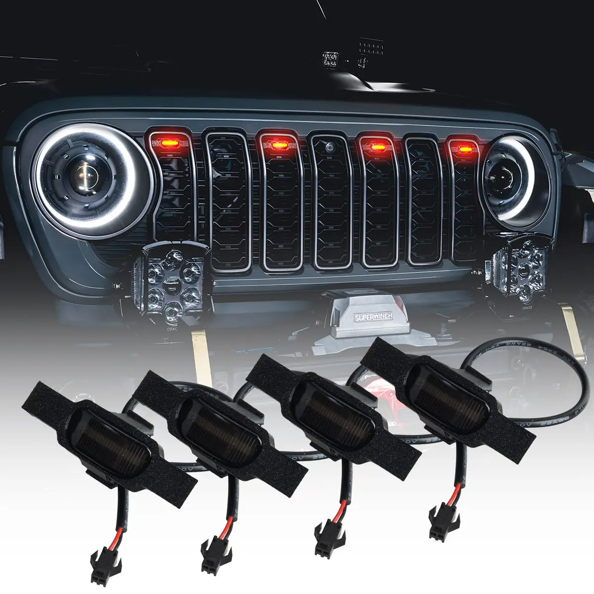 2024+ Jeep Wrangler Jl/ Gladiator Jt Pre-Runner Style Led Grill Light Kit 1