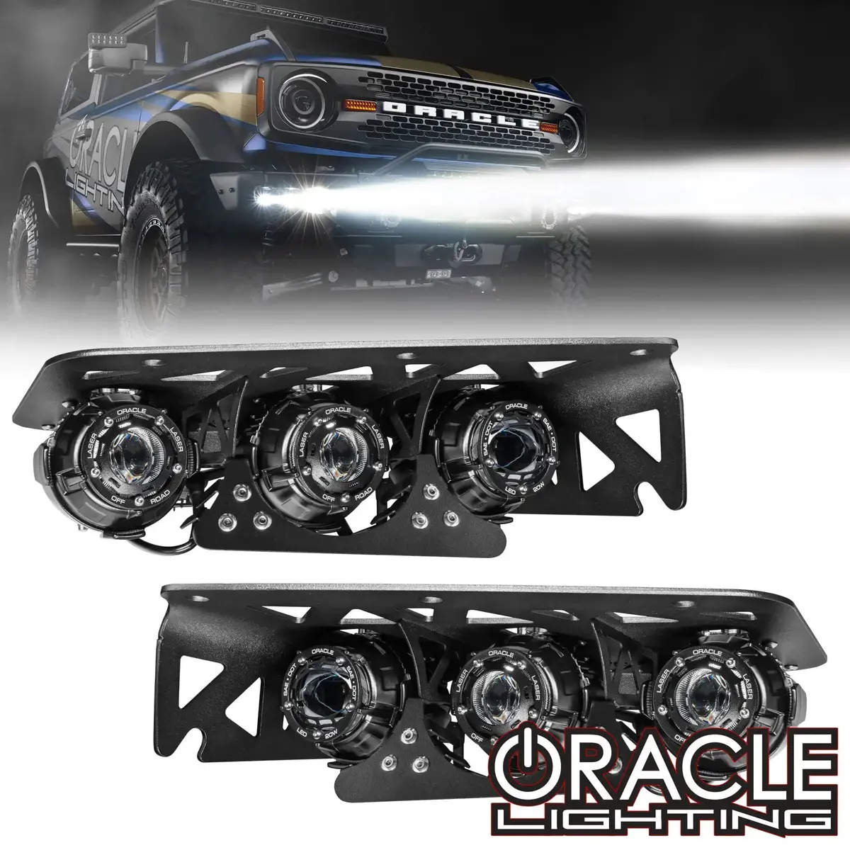 Oracle Lighting 2021-2025 Ford Bronco Off Road Laser Auxiliary Lights + Led Fog Light Kit For Steel Bumper 1