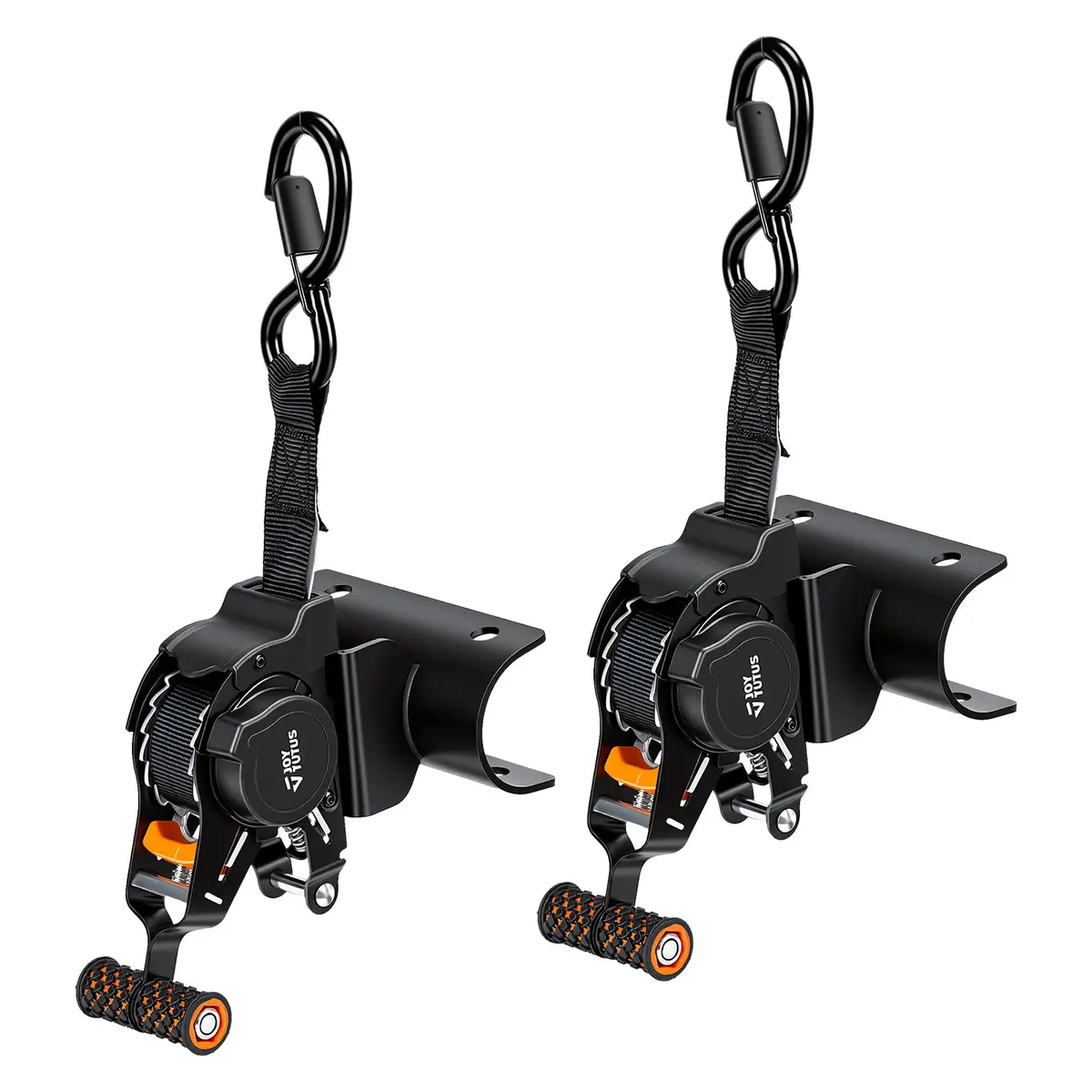 Retractable Ratchet Straps For Round Tube – 10 Ft, 1,500 Lb, 2-Pack 1