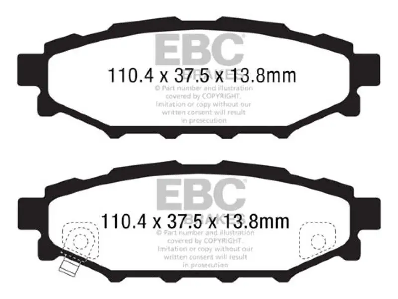 Ebc 12+ Subaru Brz 2.0 (Solid Rear Rotors) Ultimax2 Rear Brake Pads 1