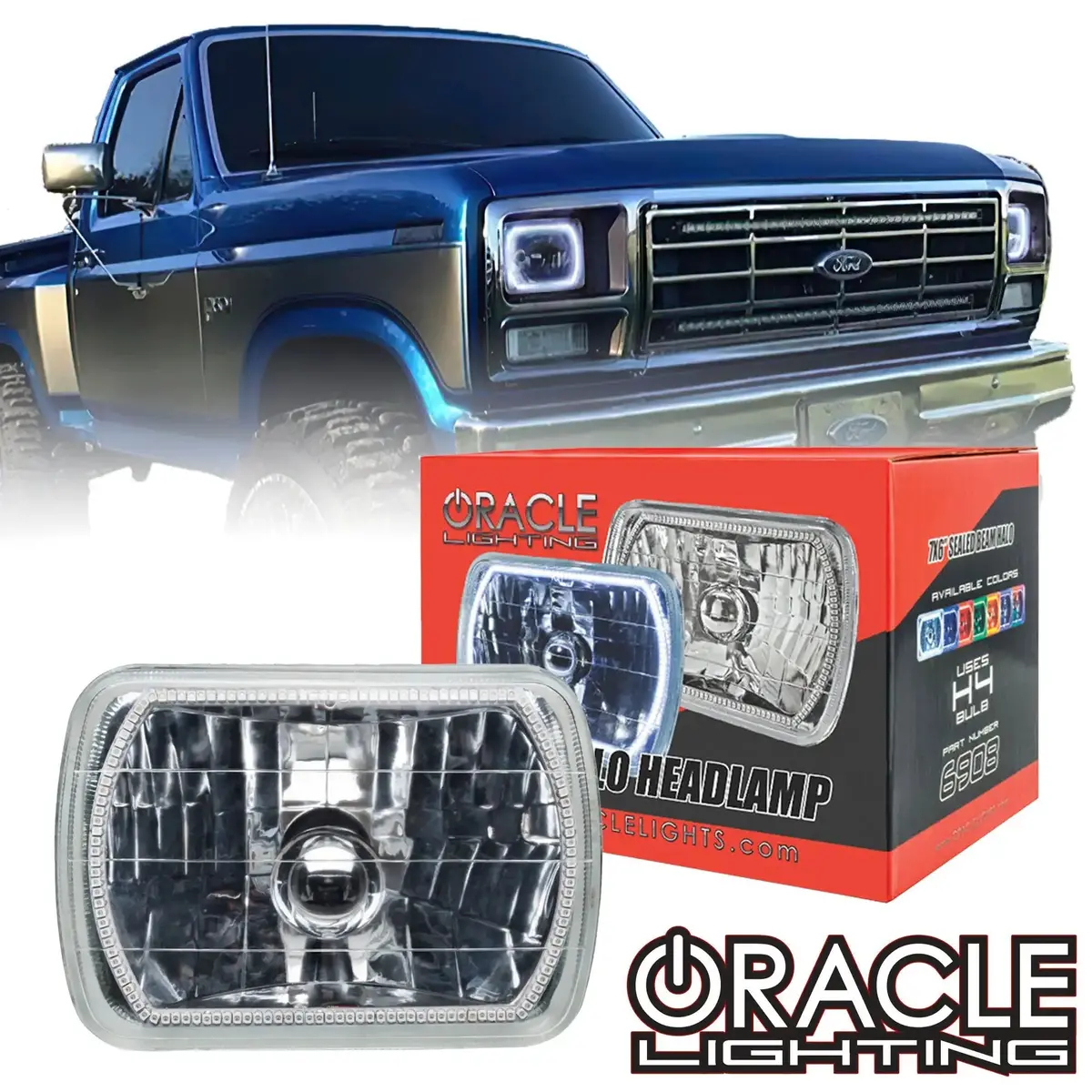 Oracle Sealed Beam 7X6 H6054 Headlight With Pre-Installed Smd Halo 1
