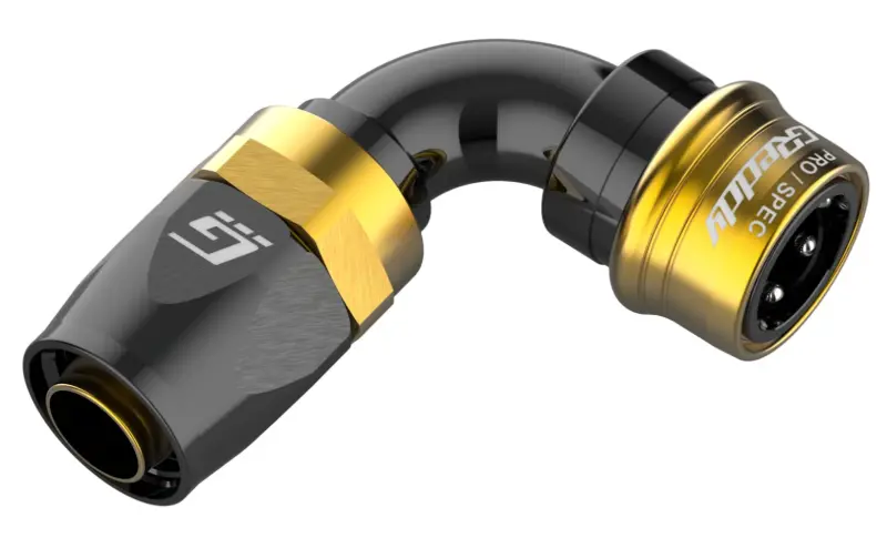 Greddy Pro/Spec - 90 Degree An16 Quick-Release Swivel Hose End(S) - Black / Gold Anodized 1