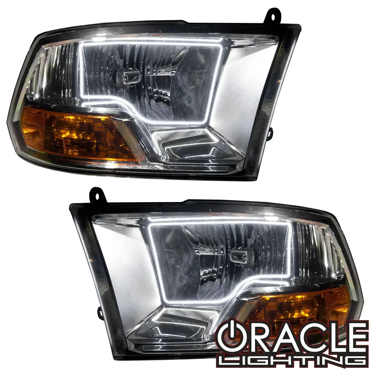 Oracle Lighting 2009-2012 Ram Non-Sport Pre-Assembled Halo Headlights - Chrome Housing 1