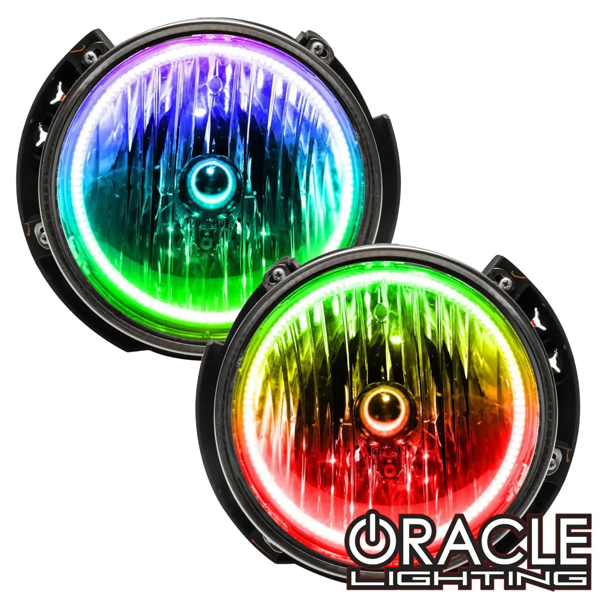 Oracle Lighting 2007-2016 Jeep Wrangler Pre-Assembled Headlights - Dynamic Colorshift 1