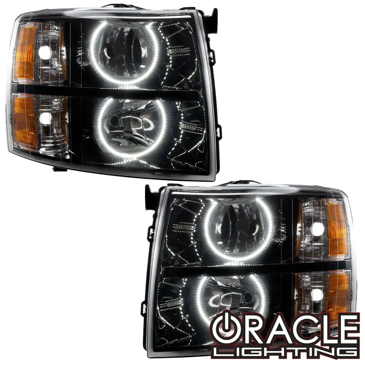 Oracle Lighting 2007-2013 Chevrolet Silverado Pre-Assembled Halo Headlights - Black Housing 1