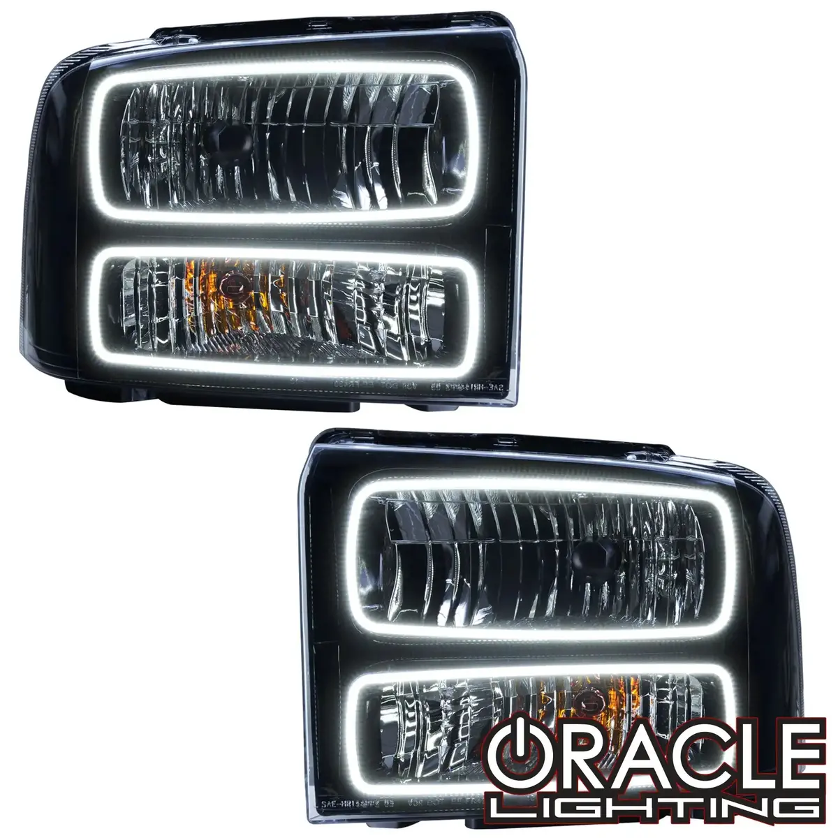 Oracle Lighting 2005-2007 Ford F-250/F-350 Super Duty Pre-Assembled Halo Headlights - Black Housing 1