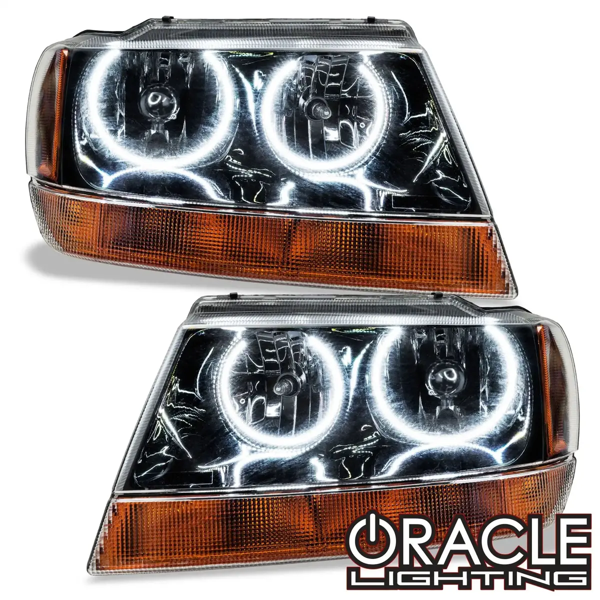 Oracle Lighting 1999-2004 Jeep Grand Cherokee Pre-Assembled Halo Headlights-Black Housing 1