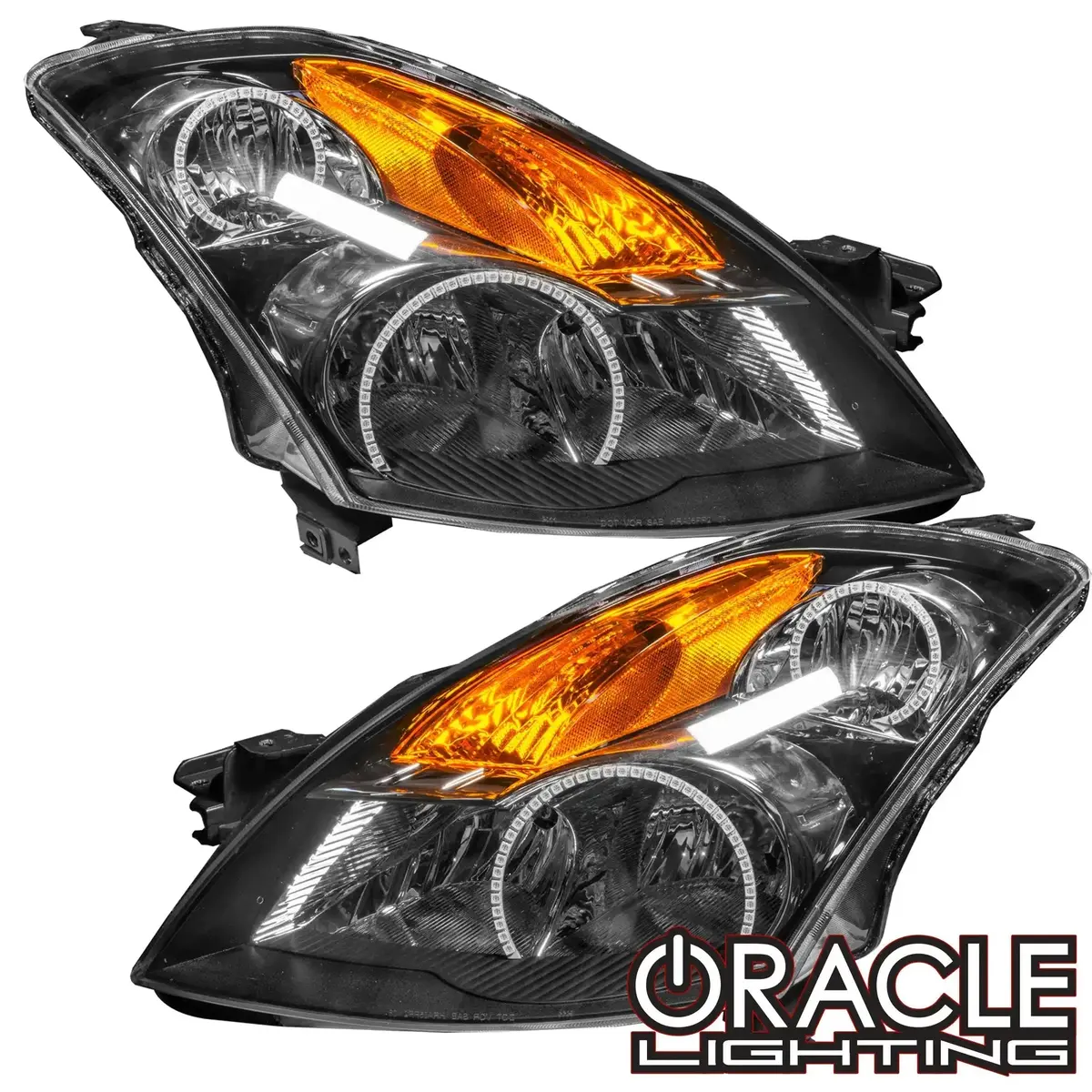 Oracle Lighting 2007-2009 Nissan Altima Sedan Pre-Assembled Halo Headlights - Black Housing (Halogen) 1