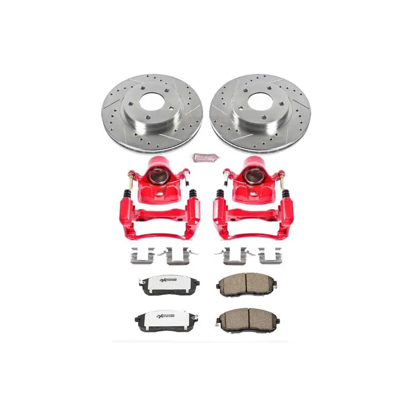 Power Stop 00-01 Nissan Maxima Front Z26 Street Warrior Brake Kit W/Calipers 1