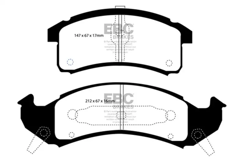 Ebc 92-93 Buick Le Sabre (Fwd) 3.8 Ultimax2 Front Brake Pads 1