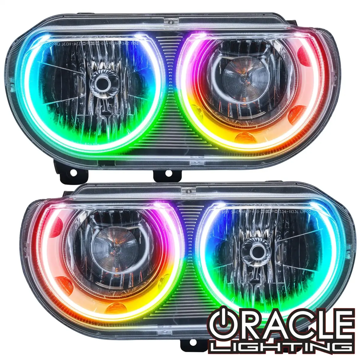 2008-2014 Dodge Challenger Pre-Assembled Headlights-Chrome-(Non-Hid) Dynamic Colorshift 1