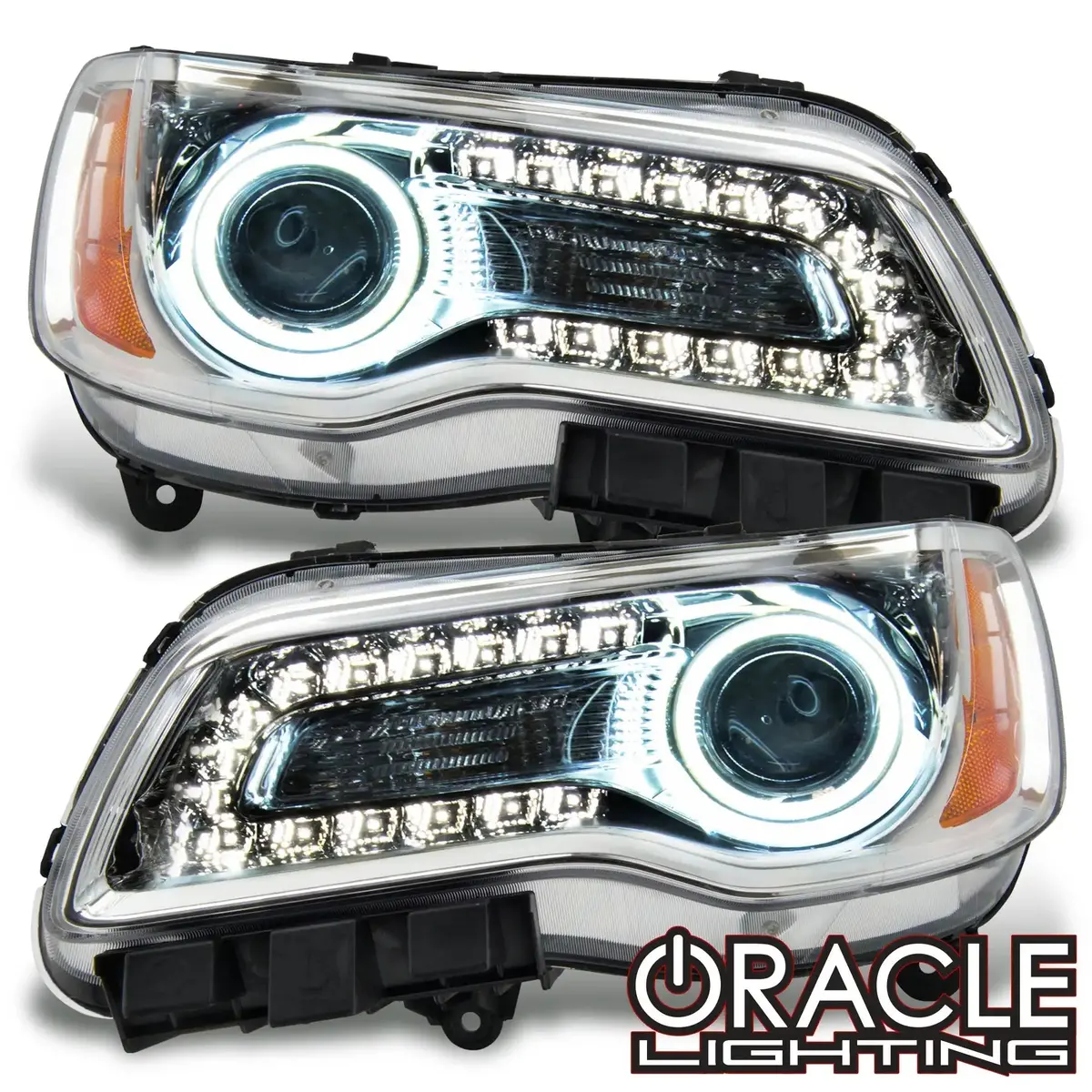 Oracle Lighting 2011-2014 Chrysler 300C Non Hid Pre-Assembled Halo Headlights - Chrome Housing 1