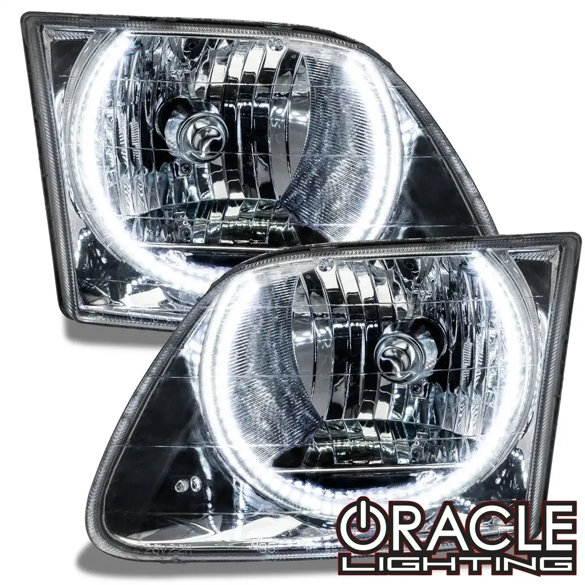 Oracle Lighting 1997-2003 Ford F-150/F-250 Super Duty Pre-Assembled Halo Headlights - Chrome Housing 1